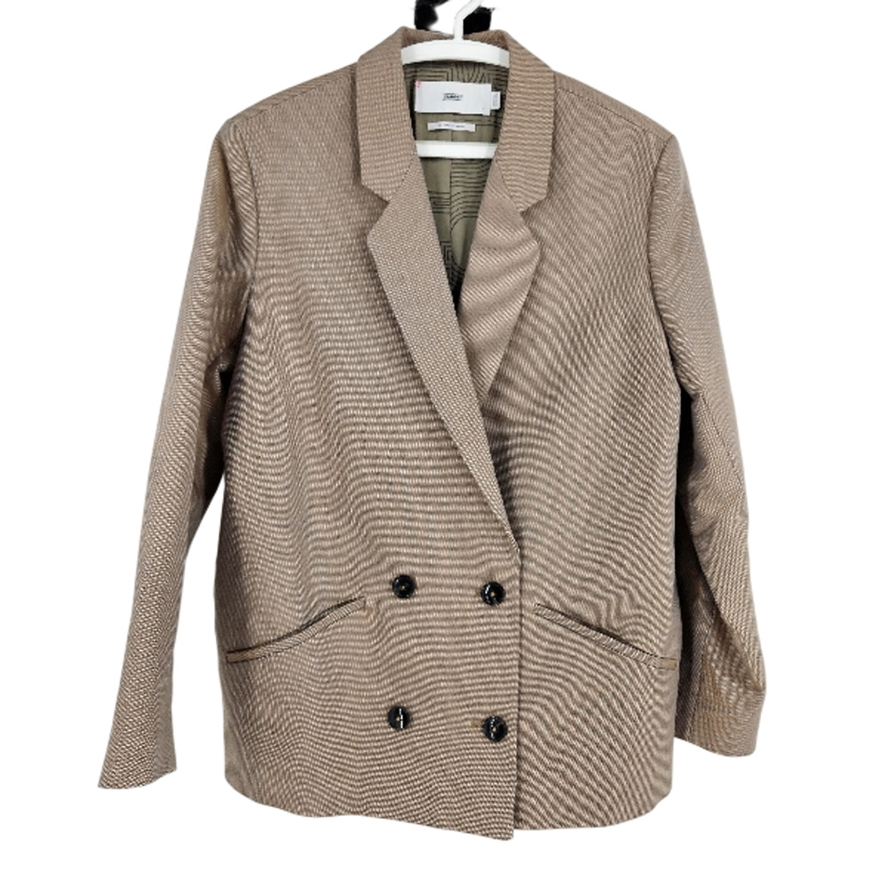 Closed Blazer Jacket Brown Beige Iridescent Double Breasted Oversized Size XS